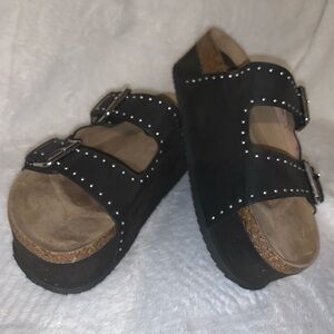 MIA Black Studded Platform Sandals | Brookie | Size 8.5